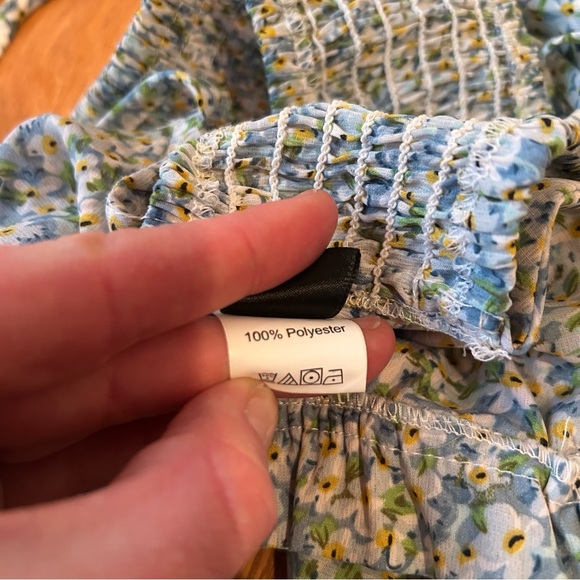 NWOT SHEIN Floral Blue Green Two-Piece Skirt Crop Top Set Women’s Size Medium - Picture 5 of 7